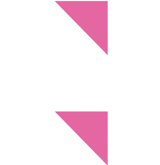 An abstract geometric square graphic composed of a subtle white and pale grey grid, featuring two bright pink triangles arranged diagonally